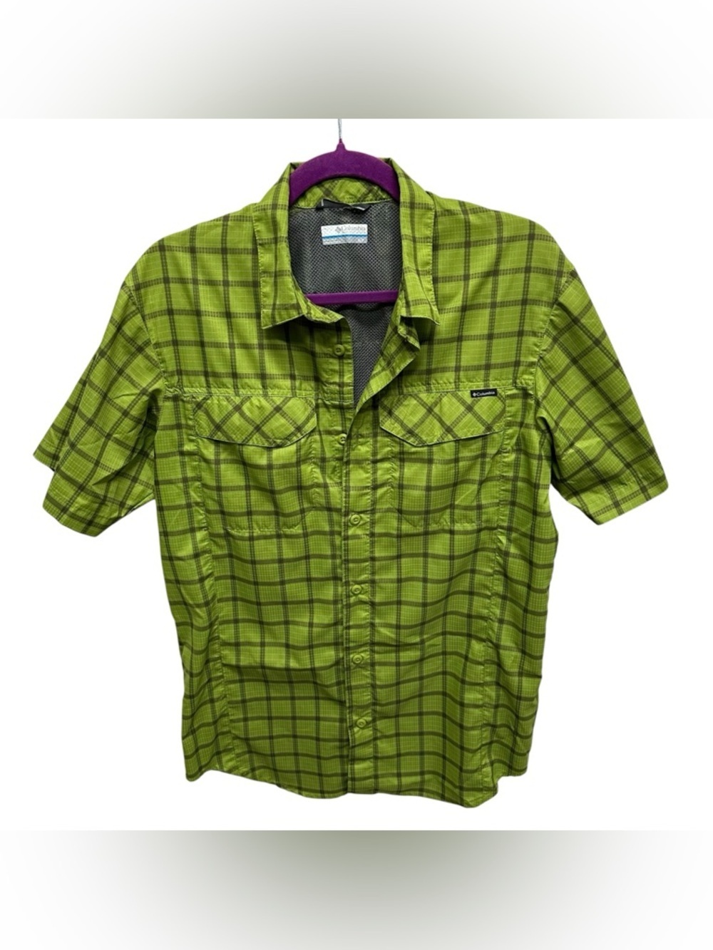 Columbia men’s vented shirt short sleeve hiking backpacking green small